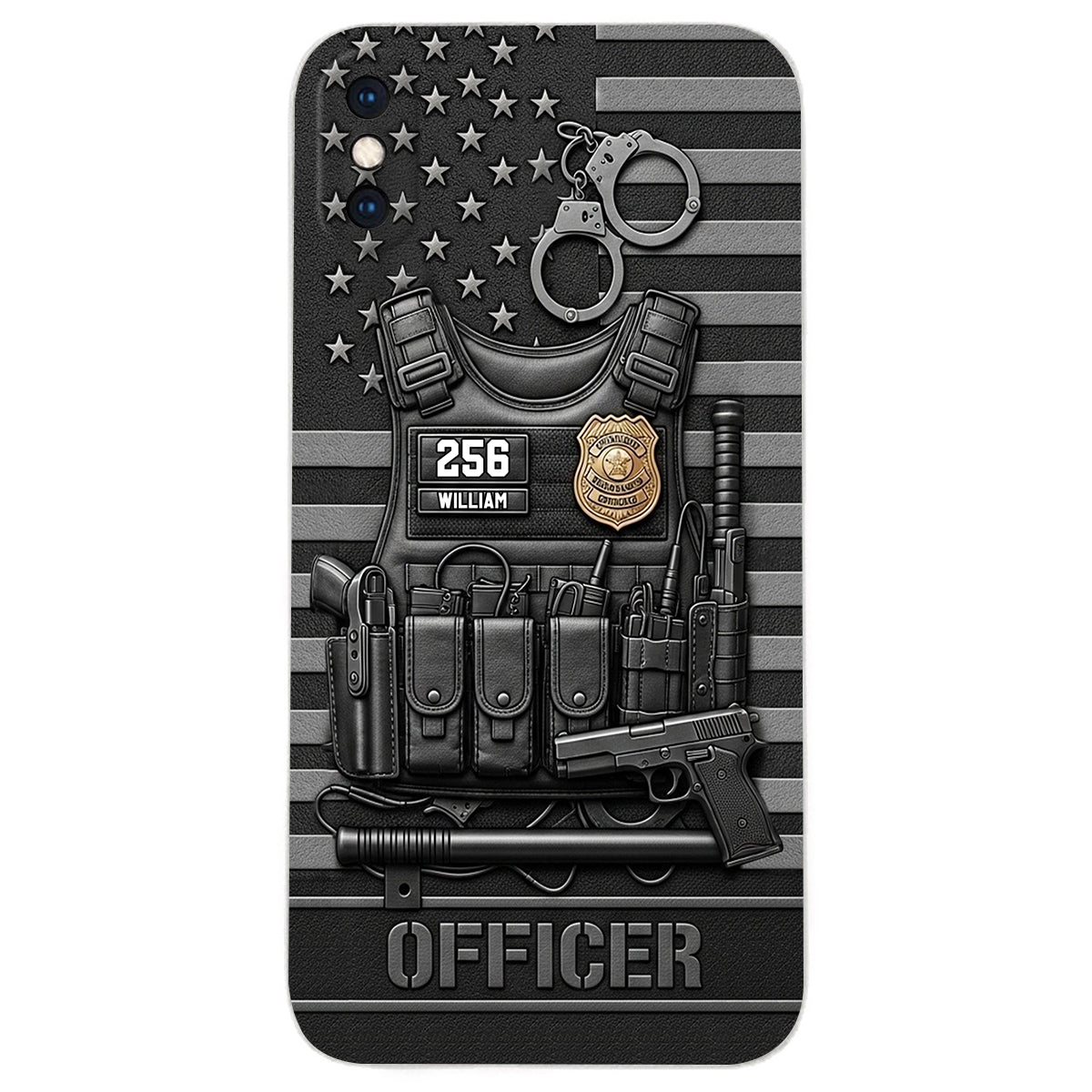 Servir et protéger - Étui de téléphone en cuir personnalisé pour policier