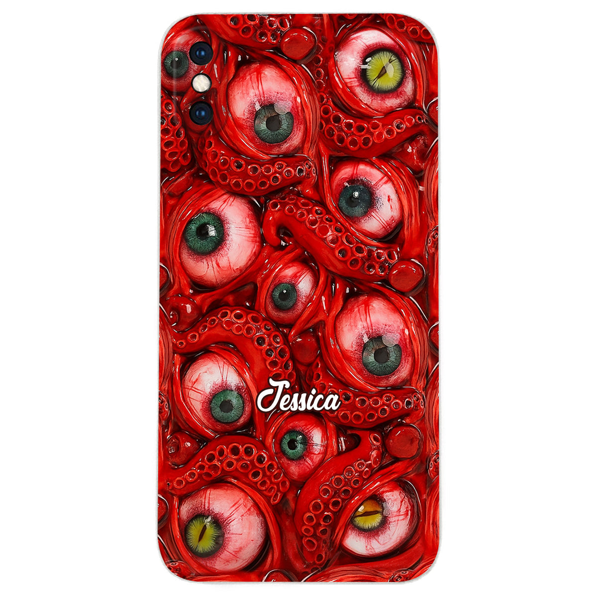 Horror Bloody Eyes - Personalisierte Halloween-Handyhülle aus Leder