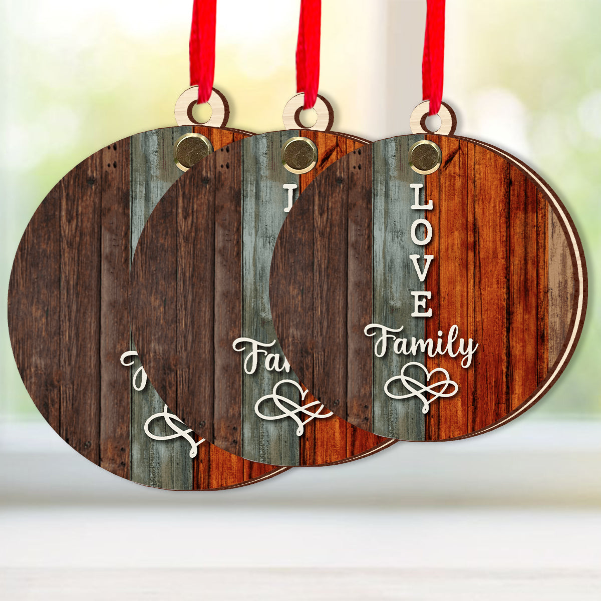 „Liebe Familie“-Kreuzworträtsel/Scrabble-Puzzle – Personalisierter Familien-Wende-Ornament