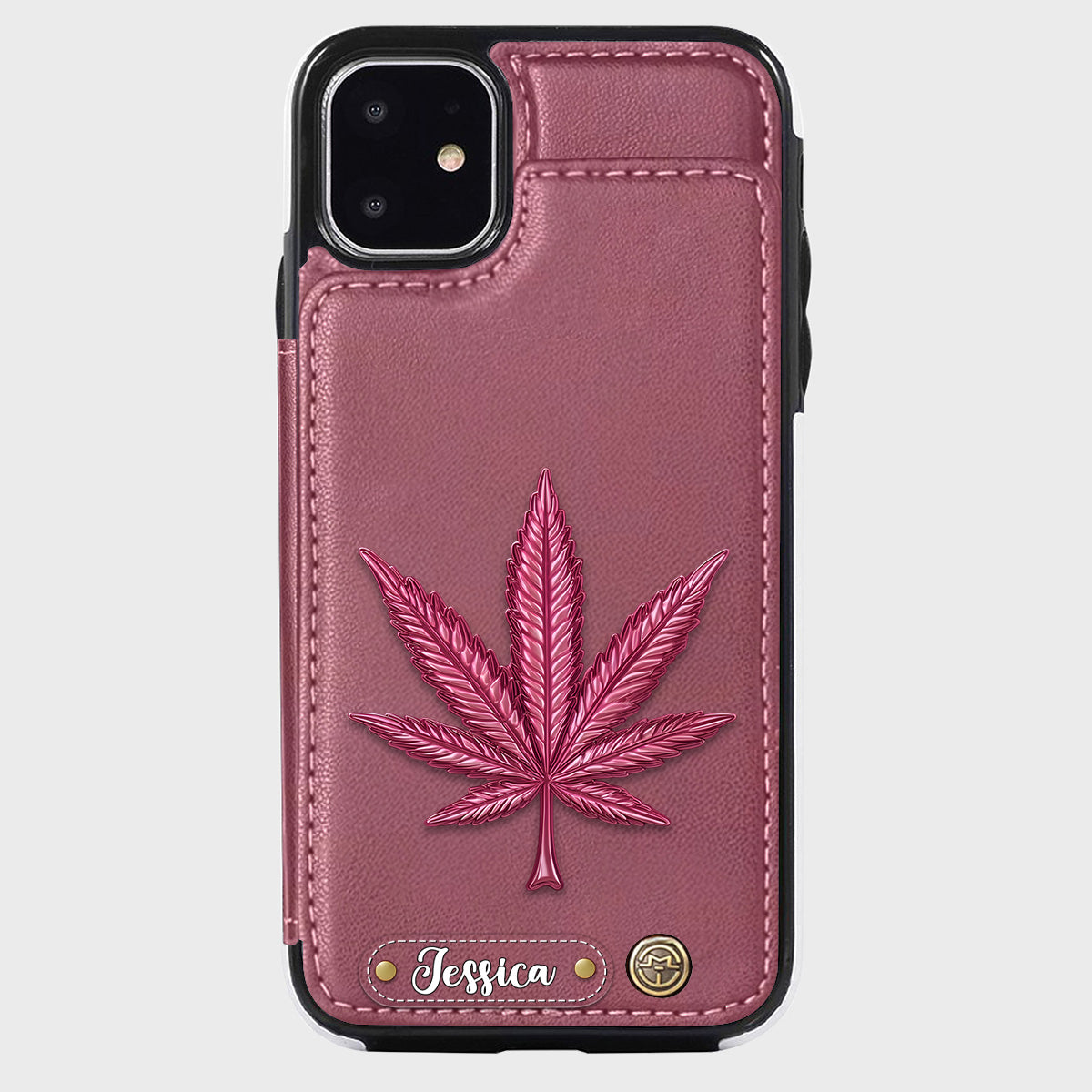 Bonne humeur - Étui portefeuille personnalisé pour téléphone avec motif cannabis