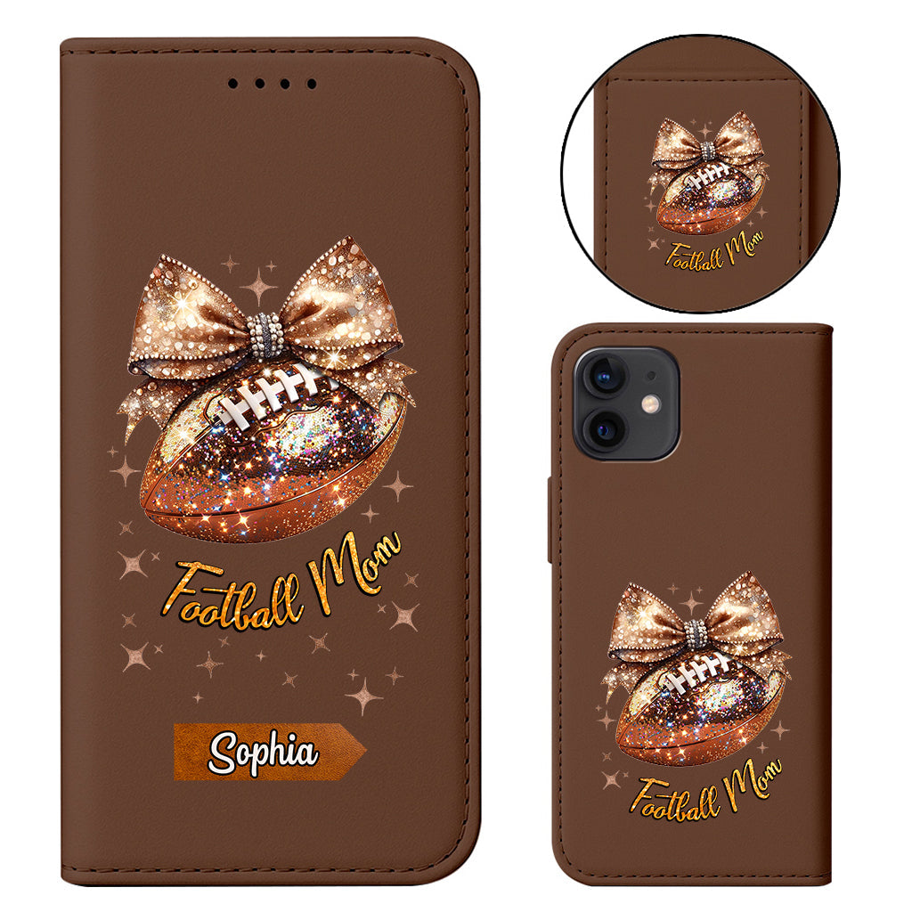 Étui portefeuille pour téléphone à paillettes en forme de ballon de football - Personnalisé et avec bandoulière