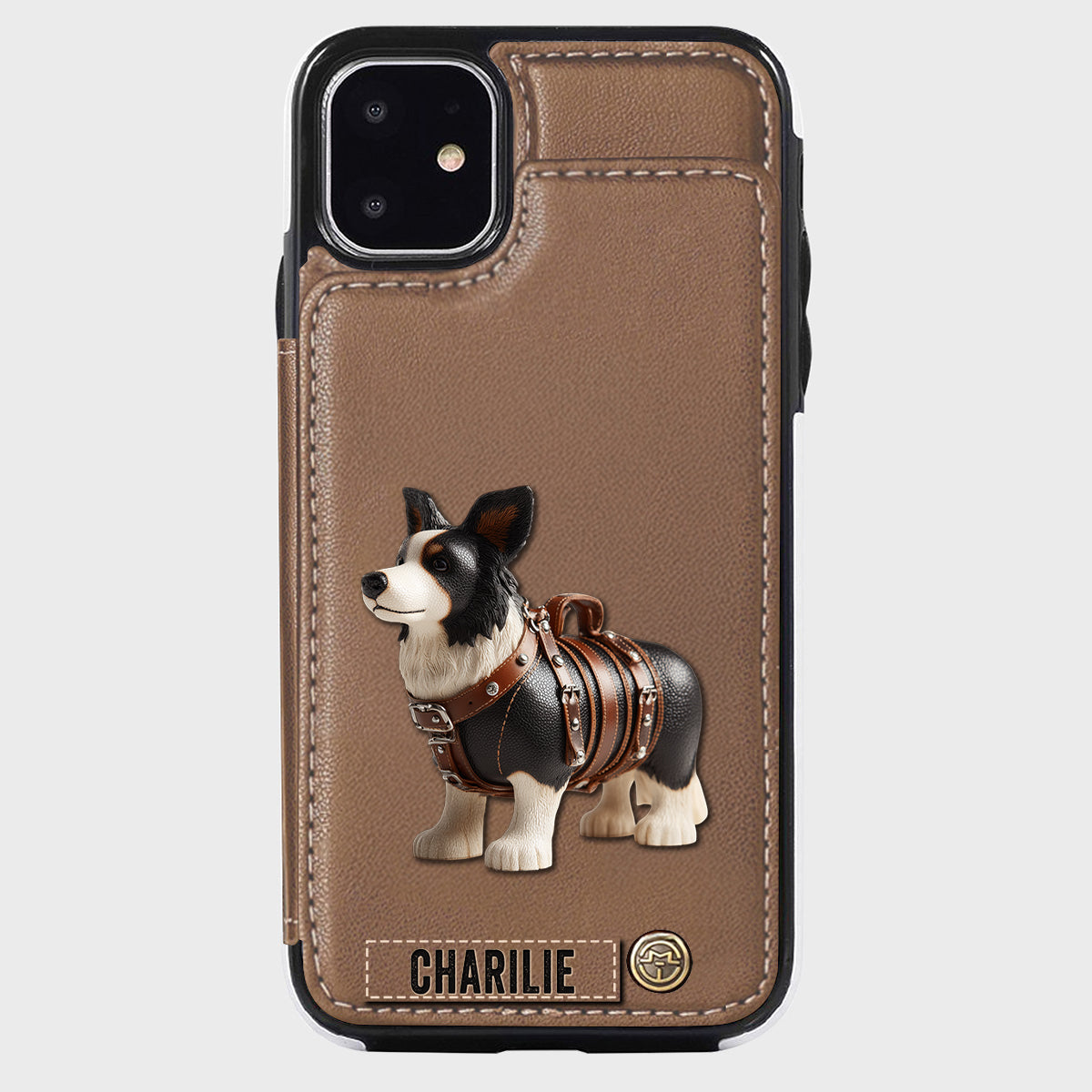 Étui portefeuille personnalisé pour téléphone avec un adorable Border Collie - Étui pour téléphone/portefeuille pour chien