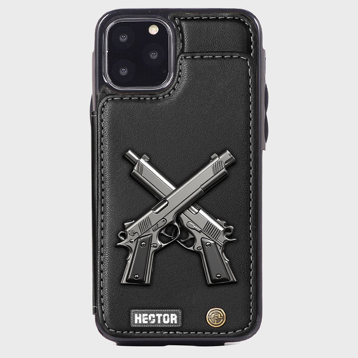 Étui portefeuille pour téléphone avec pistolets croisés - Équipement tactique personnalisé