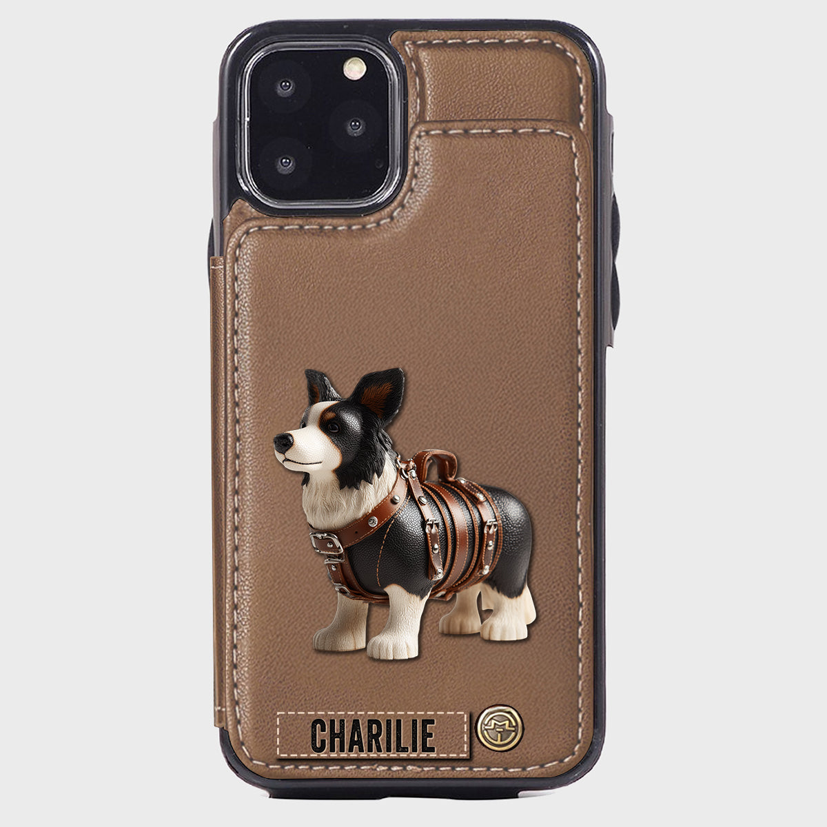 Étui portefeuille personnalisé pour téléphone avec un adorable Border Collie - Étui pour téléphone/portefeuille pour chien