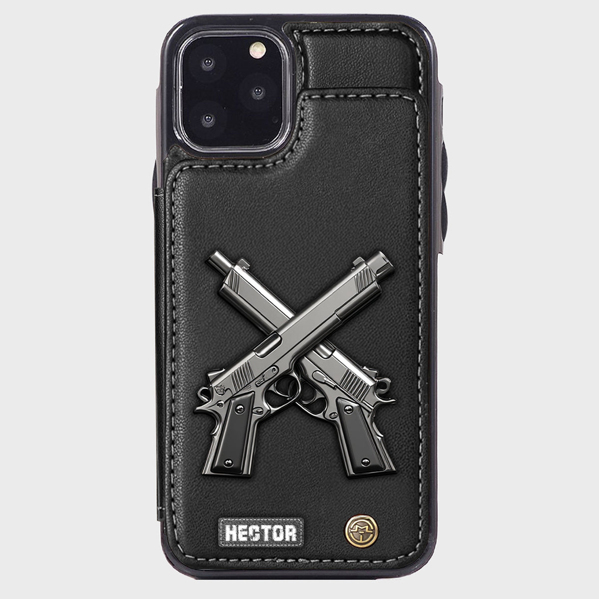Étui portefeuille pour téléphone avec pistolets croisés - Équipement tactique personnalisé