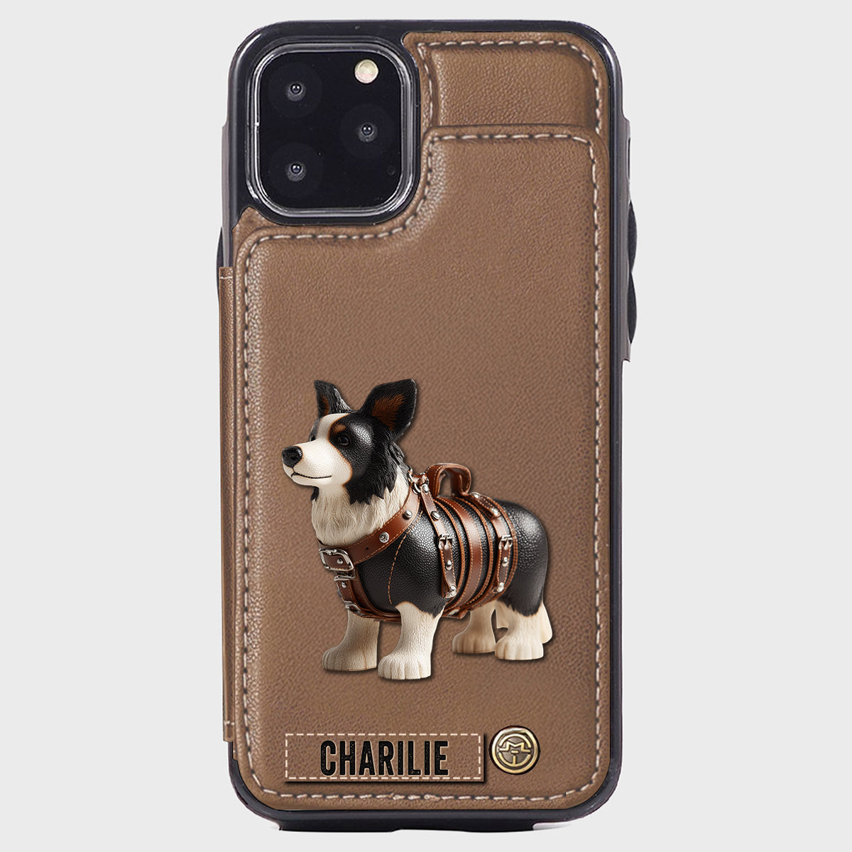 Étui portefeuille personnalisé pour téléphone avec un adorable Border Collie - Étui pour téléphone/portefeuille pour chien