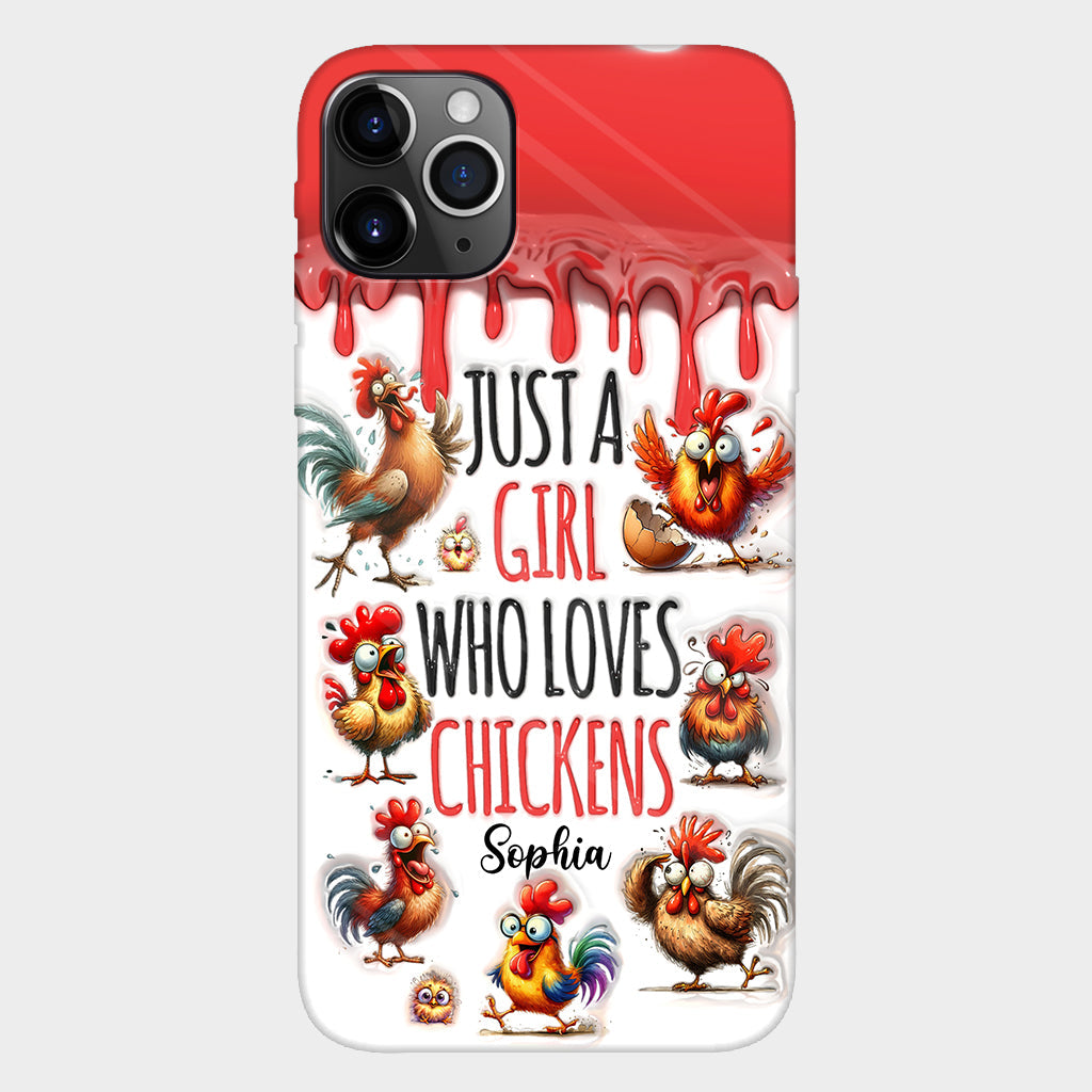 Une fille qui adore le poulet - Coque de téléphone personnalisée avec motif poulet intégral
