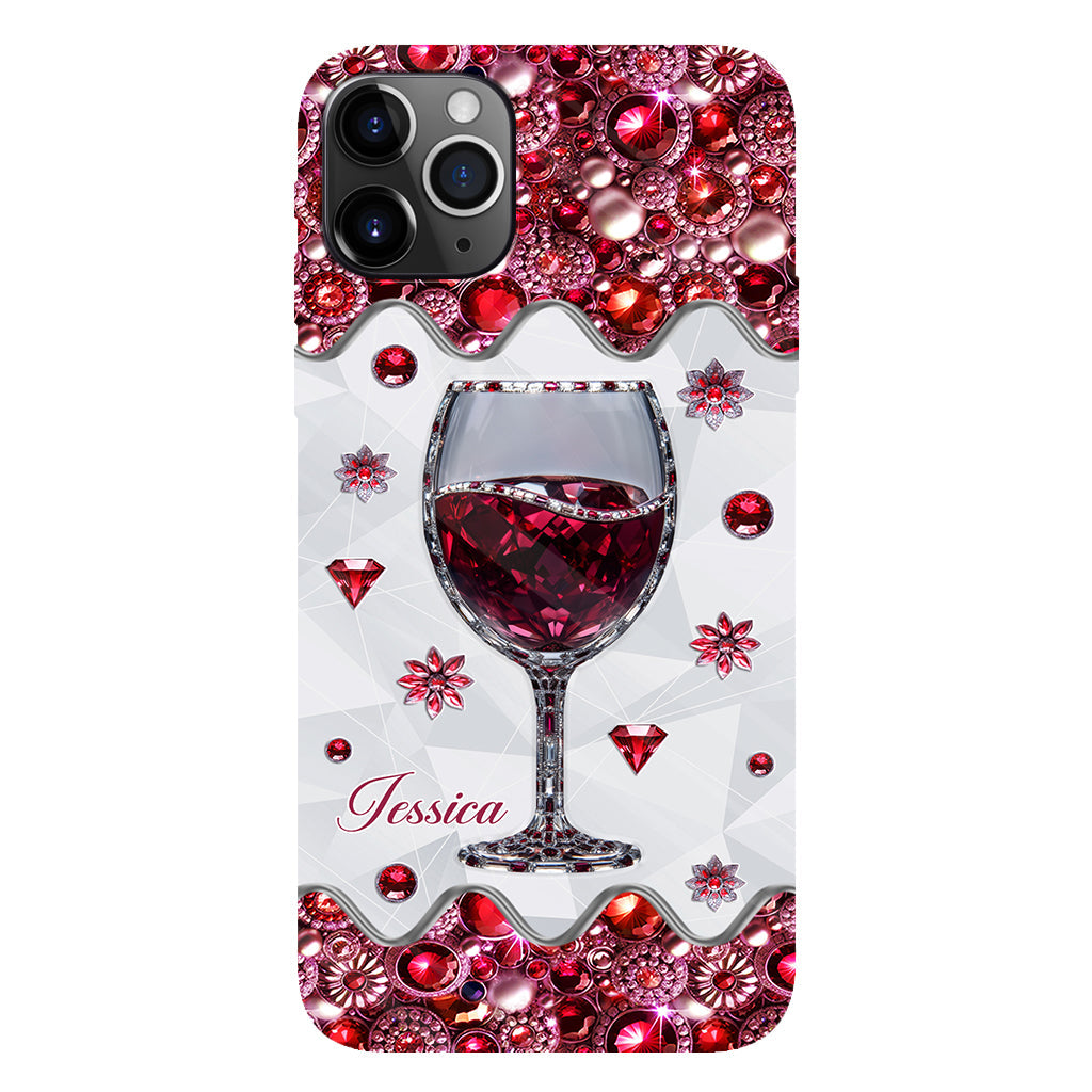 Einfach ein Mädchen, das Wein liebt – Personalisierte Handyhülle mit Weinmotiv