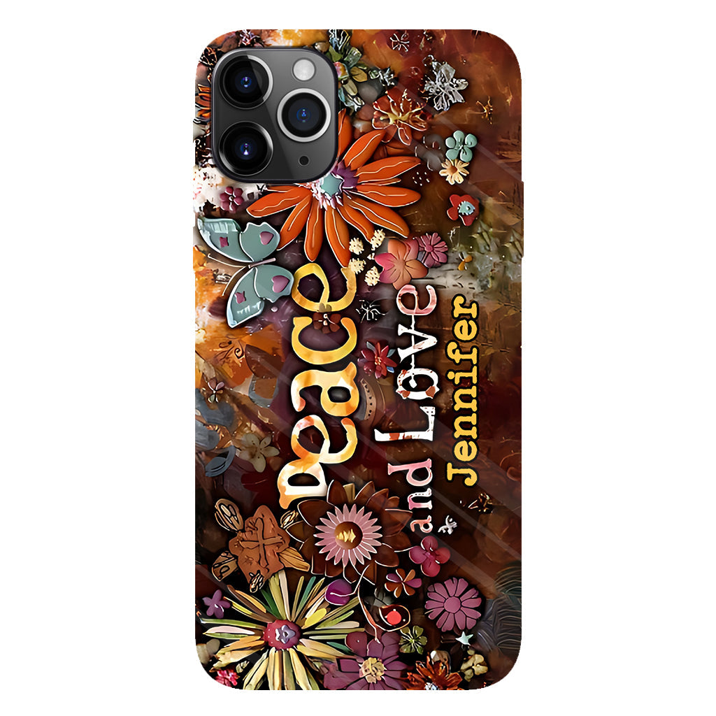 Frieden und Liebe – Personalisierte Handyhülle im Hippie-Stil mit Vollprint