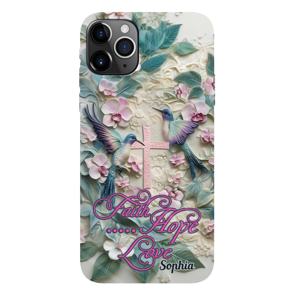 Foi, Espérance, Amour - Coque de téléphone personnalisée avec colibri - Impression intégrale
