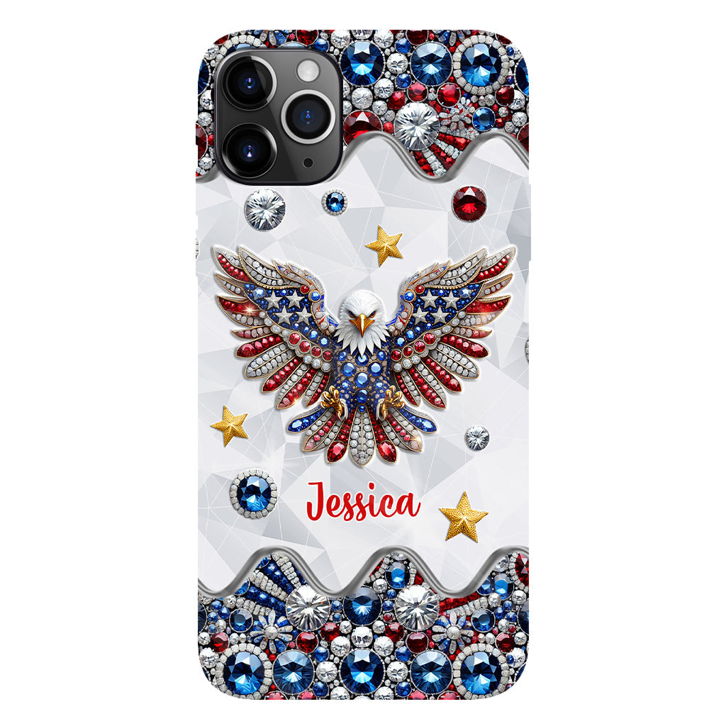 Patriotischer Adler – Personalisierte Handyhülle mit Weißkopfseeadler-Vollbild