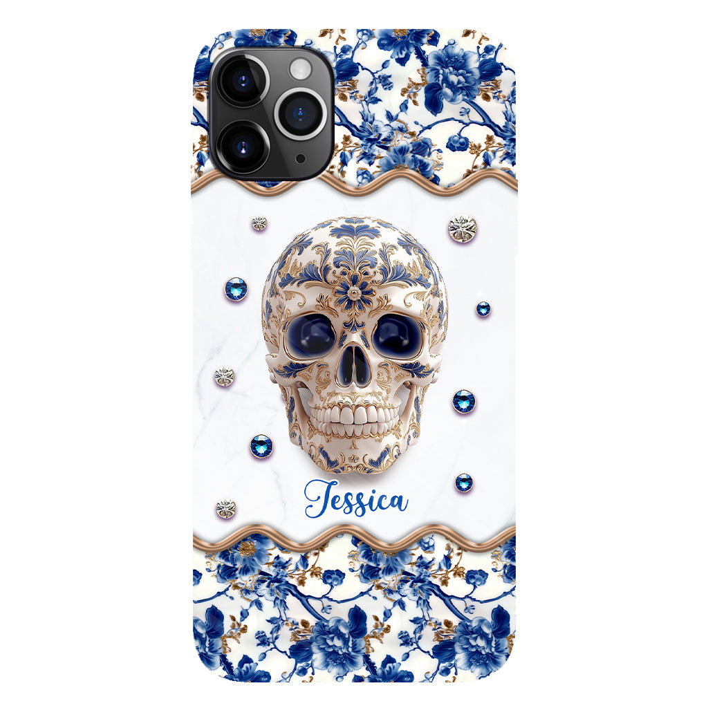 Totenkopf-Toile-de-Jouy – Personalisierte Handyhülle mit Totenkopf-Vollbilddruck