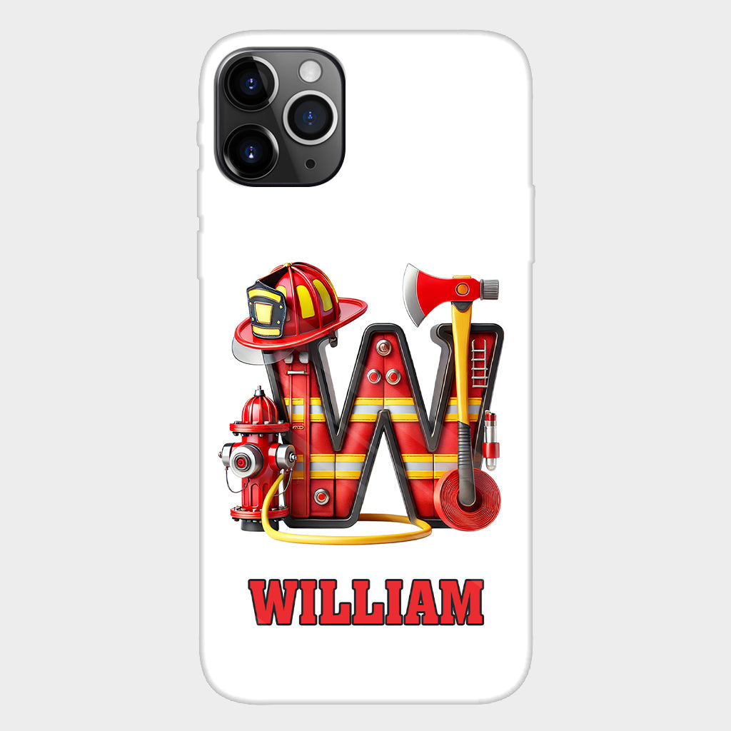 Étui de téléphone personnalisé avec motif pompier Alphabet - Coque de téléphone imprimée intégrale