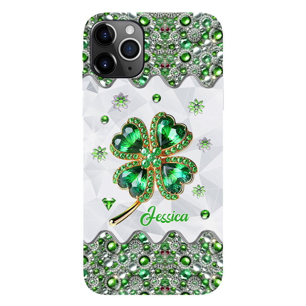 Coque de téléphone personnalisée avec trèfle à quatre feuilles porte-bonheur pour la Saint-Patrick - Impression intégrale