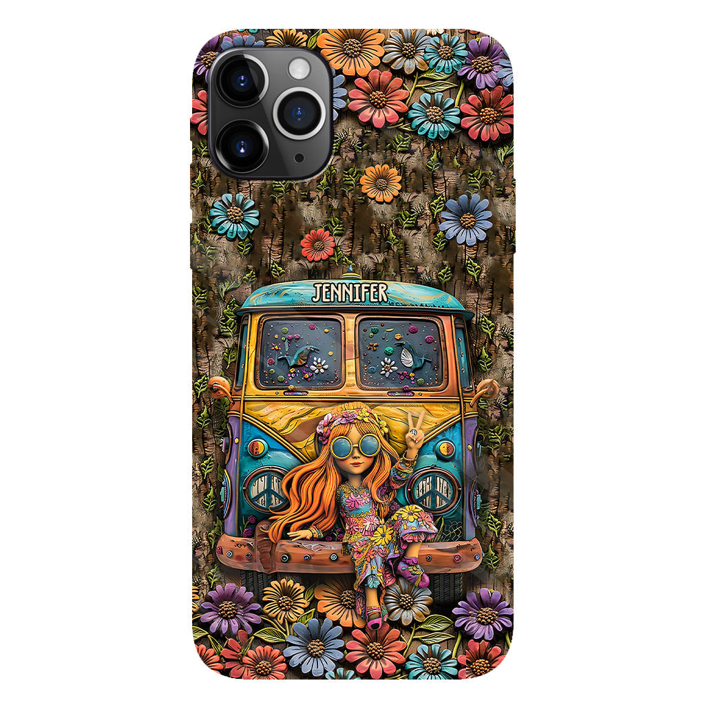 Niedliche Wohnwagen-Handyhülle mit personalisiertem Hippie-Vollbilddruck