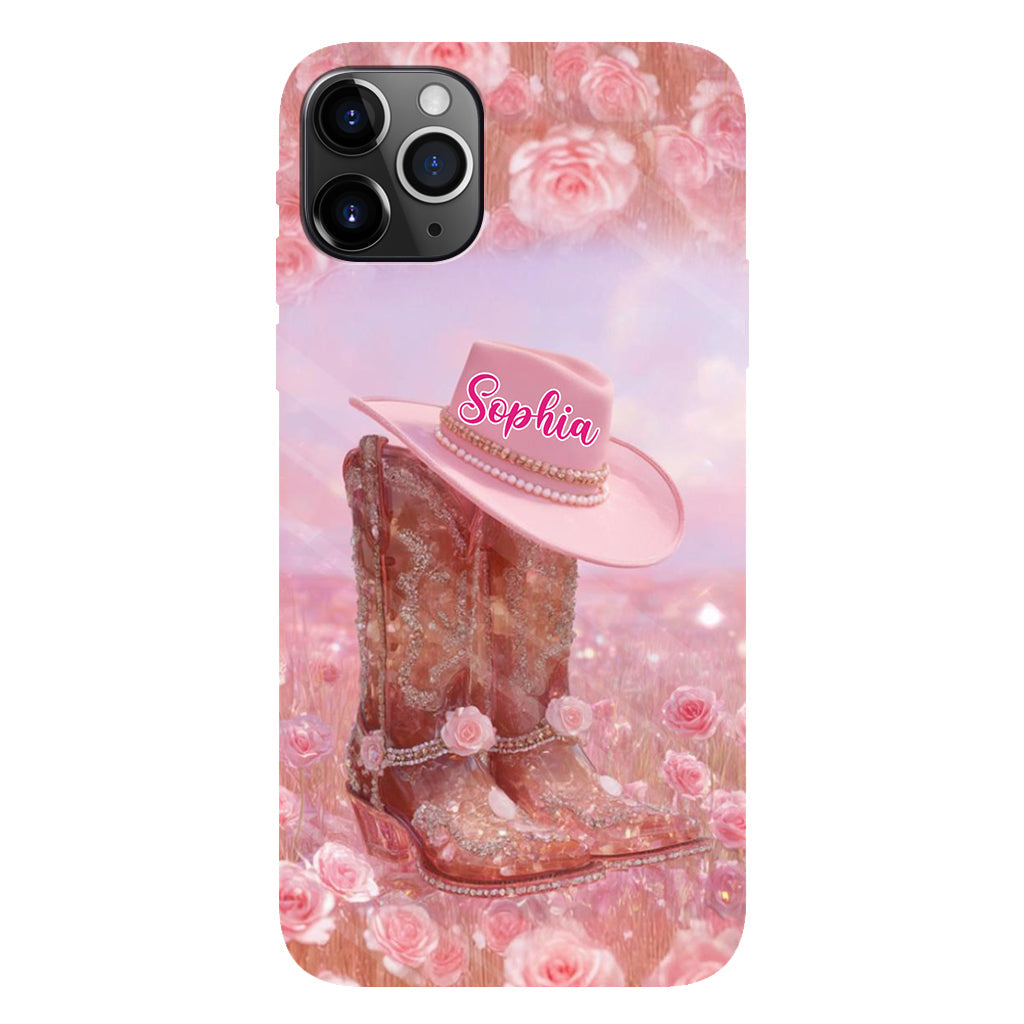 Floral Cowgirl - Personalized Cowgirl Full Print Phone Case & Phone Grip