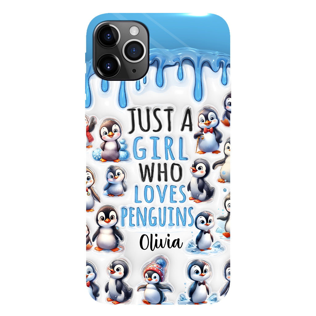 Juste une fille qui aime les pingouins - Coque de téléphone personnalisée avec impression intégrale « Amoureuse des pingouins »