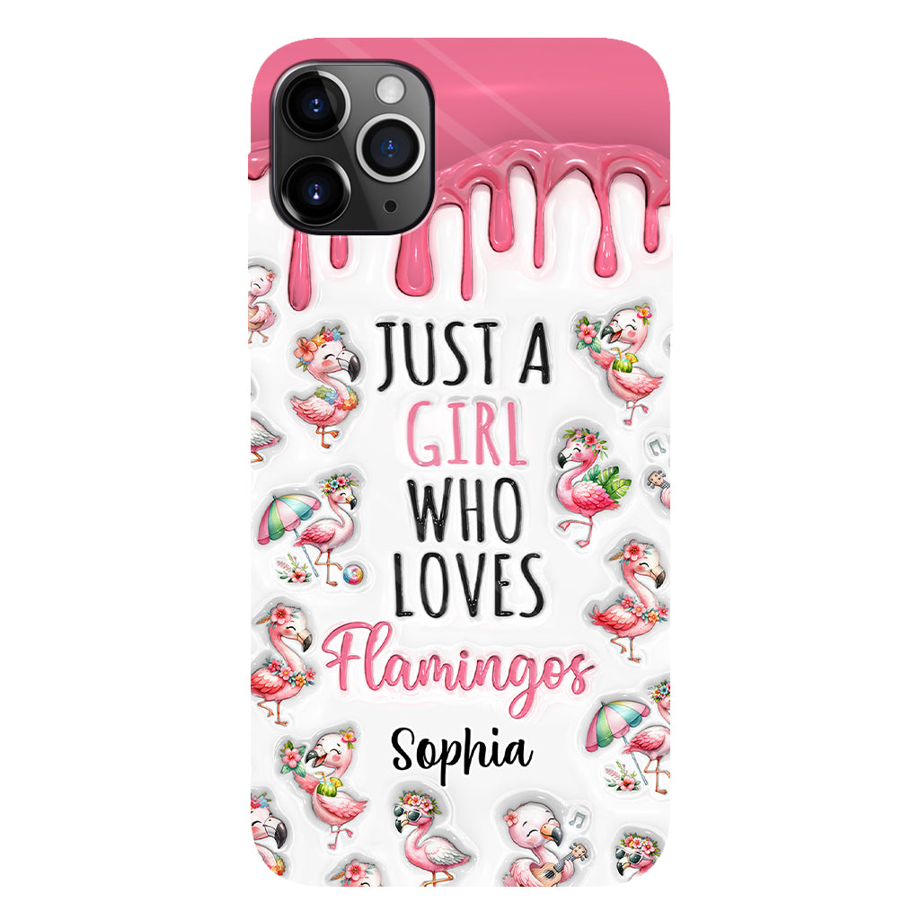 Juste une fille qui aime les flamants roses - Coque de téléphone personnalisée avec imprimé flamant rose
