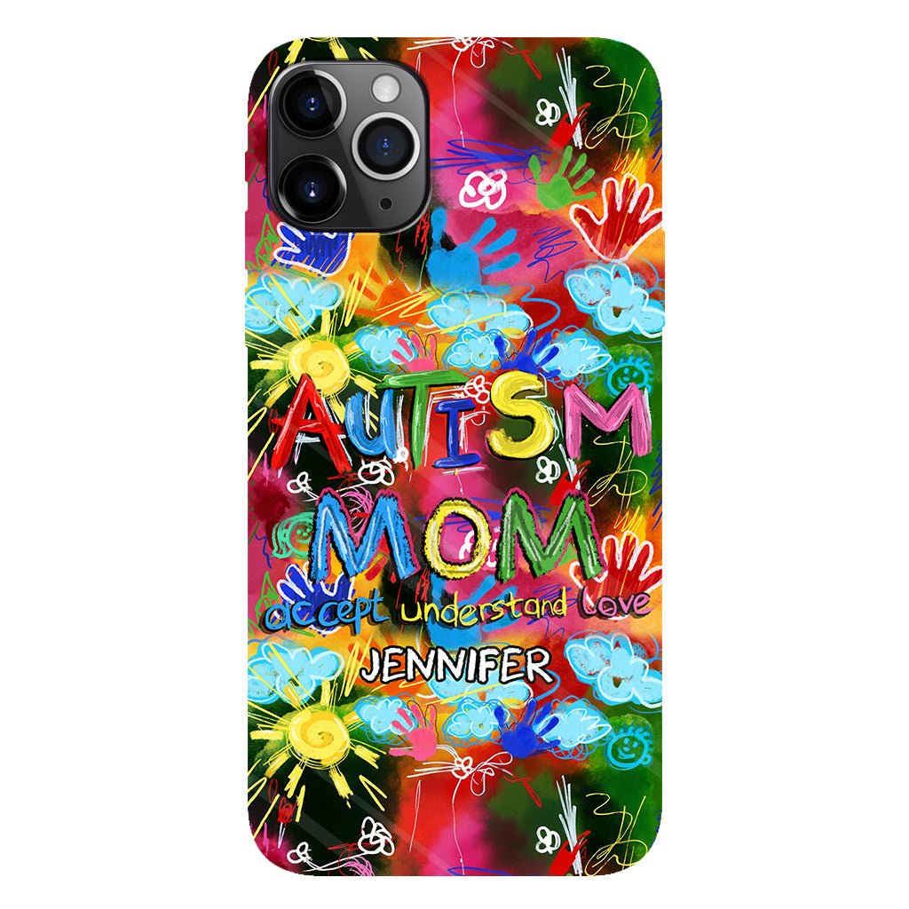 Maman d'un enfant autiste - Coque de téléphone personnalisée avec impression intégrale pour la sensibilisation à l'autisme
