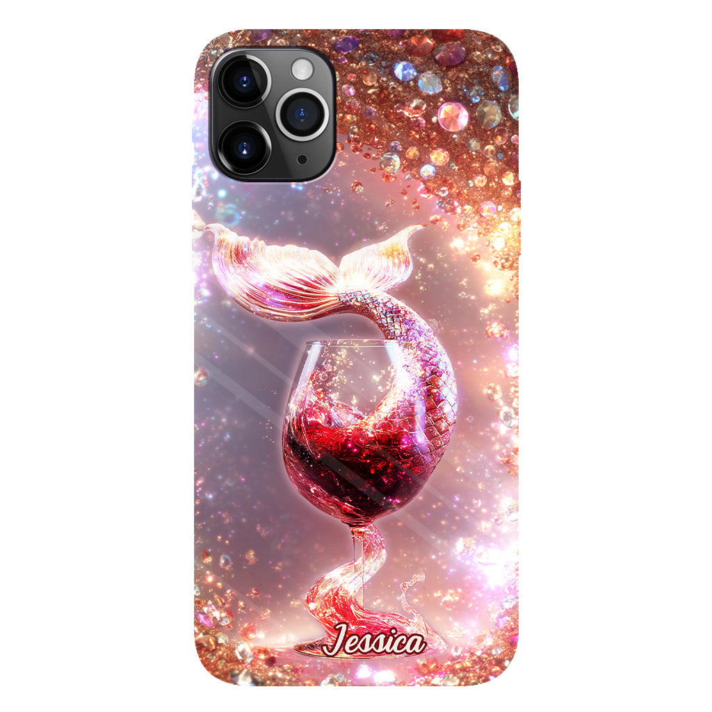 Je bois comme un poisson, je suis une sirène - Coque de téléphone personnalisée avec impression intégrale sur le thème du vin