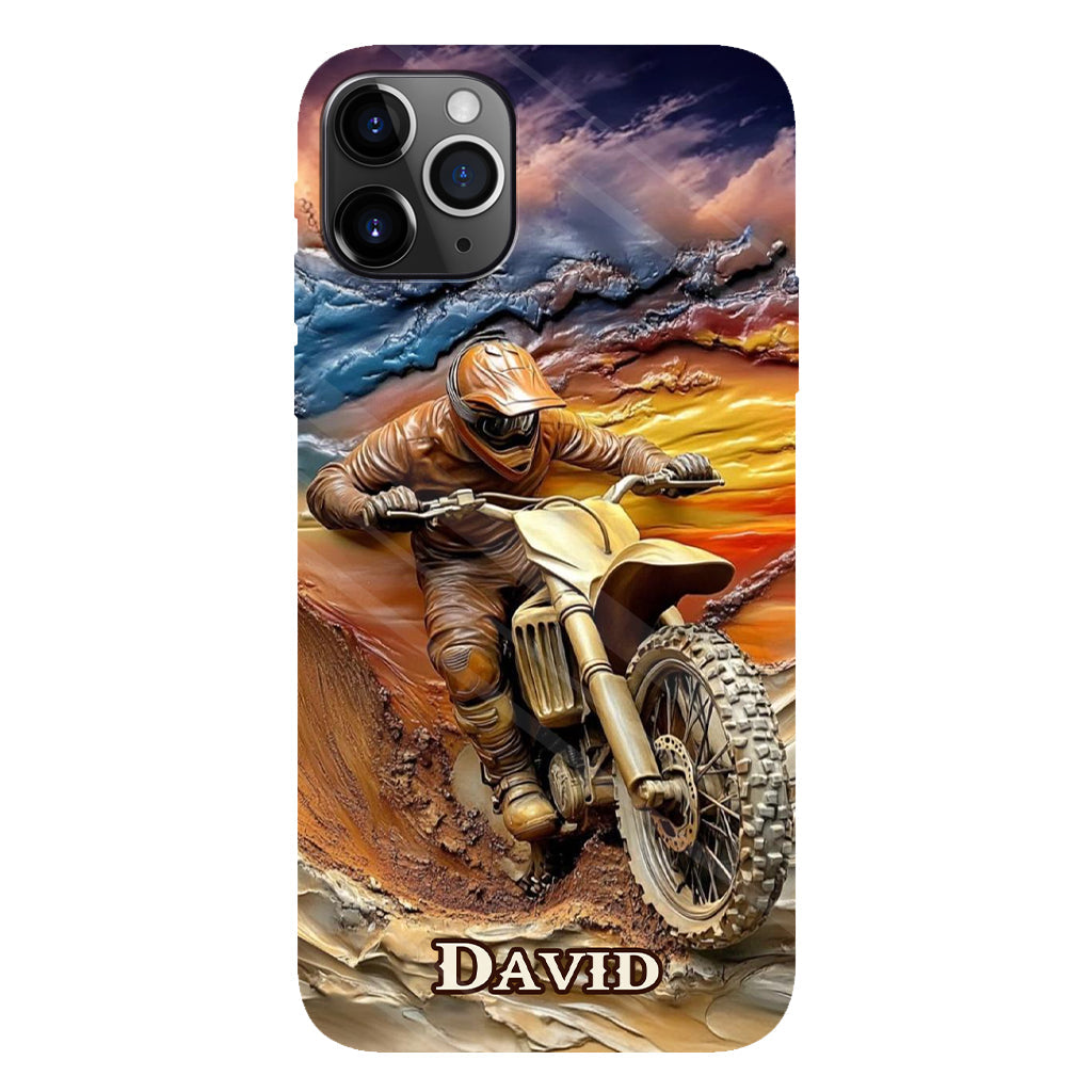 Né pour rouler - Coque de téléphone personnalisée avec impression intégrale de moto cross