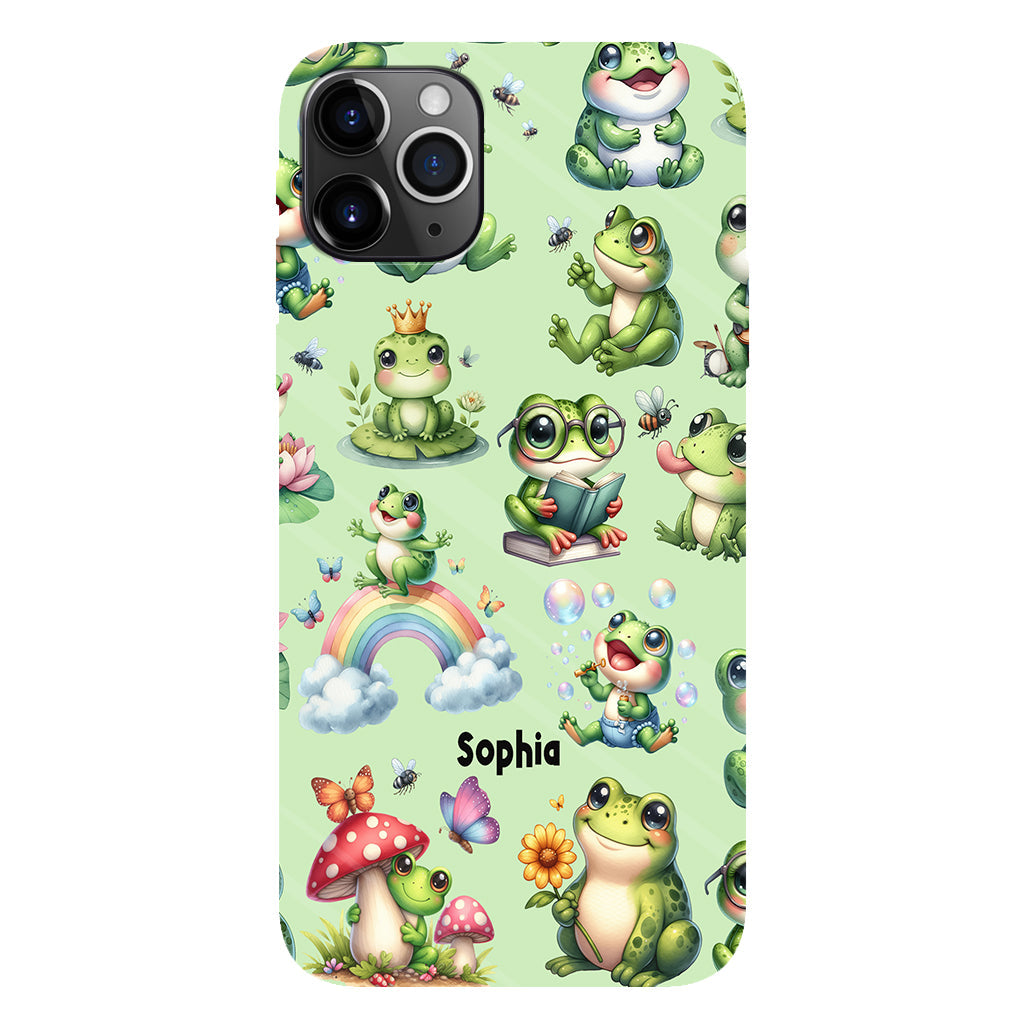 Einfach ein Mädchen, das Frösche liebt – Personalisierte Handyhülle mit Frosch-Vollbilddruck