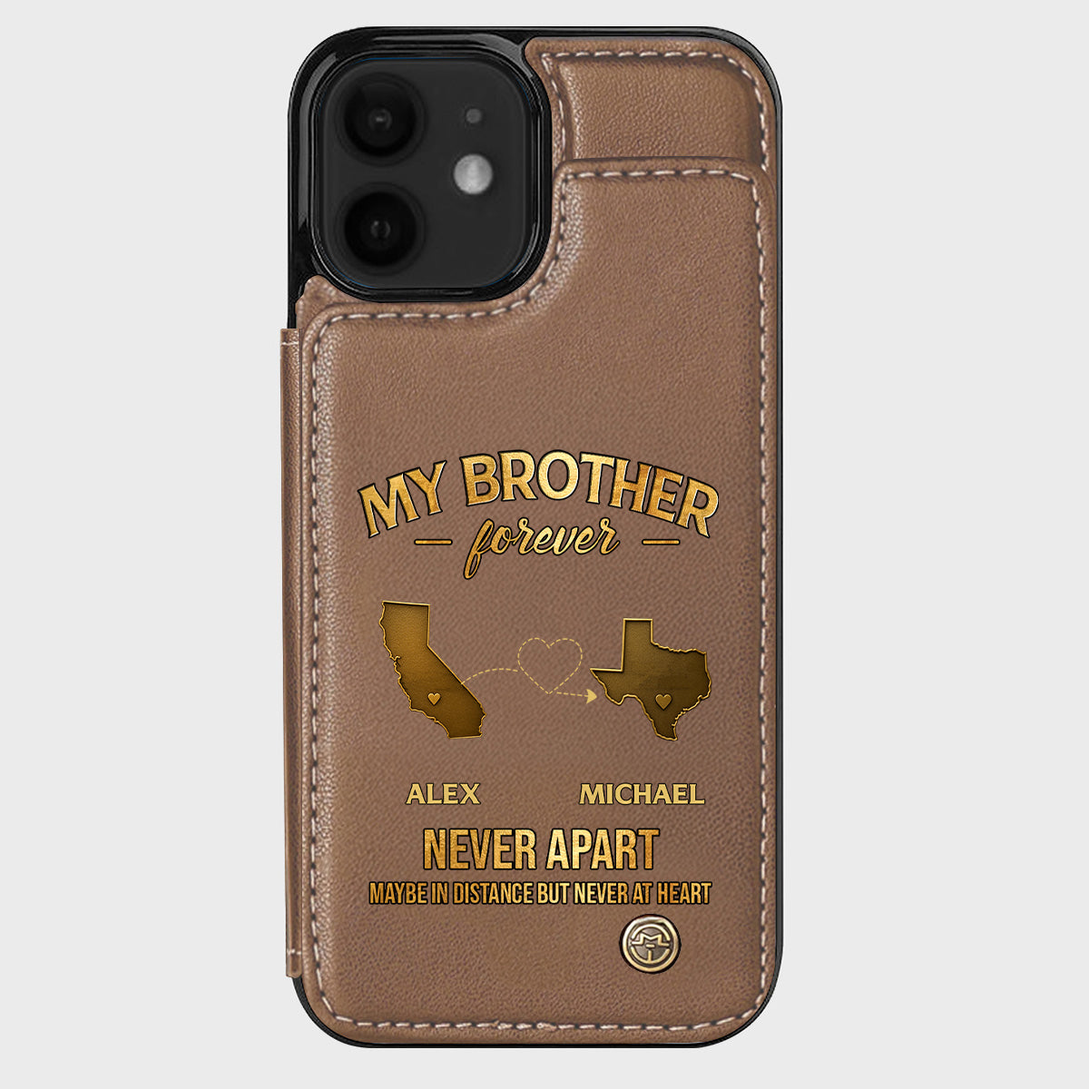 Mein Bruder/Meine Schwester/Mein Sohn... Für immer, nie getrennt. Vielleicht in der Ferne, aber nie im Herzen – Personalisierte Handyhülle mit Geschwistermotiv