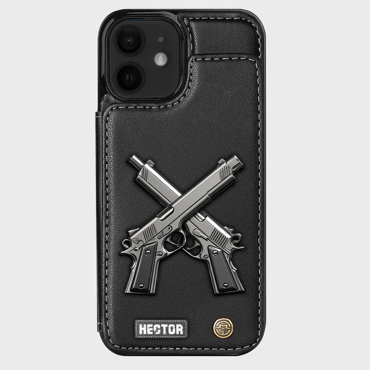 Étui portefeuille pour téléphone avec pistolets croisés - Équipement tactique personnalisé