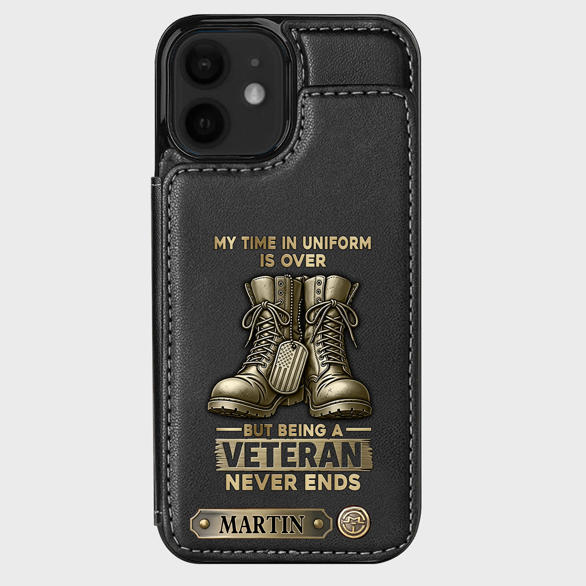 Étui portefeuille personnalisé pour téléphone, en hommage aux anciens combattants.