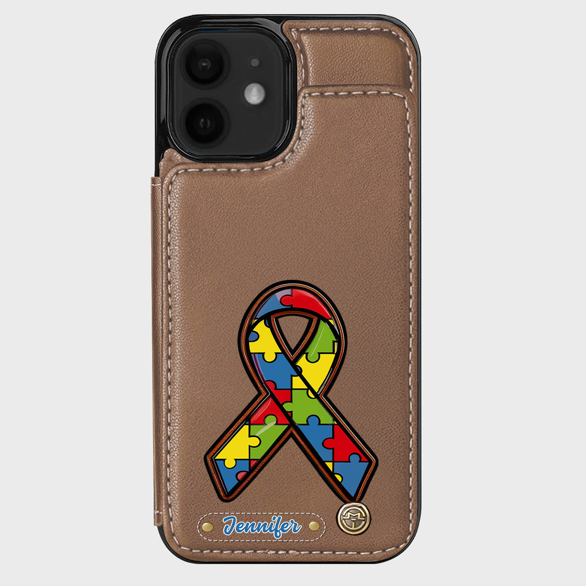 Autismus-Bewusstsein – Personalisierte Handyhülle mit Brieftaschenmotiv zum Thema Autismus
