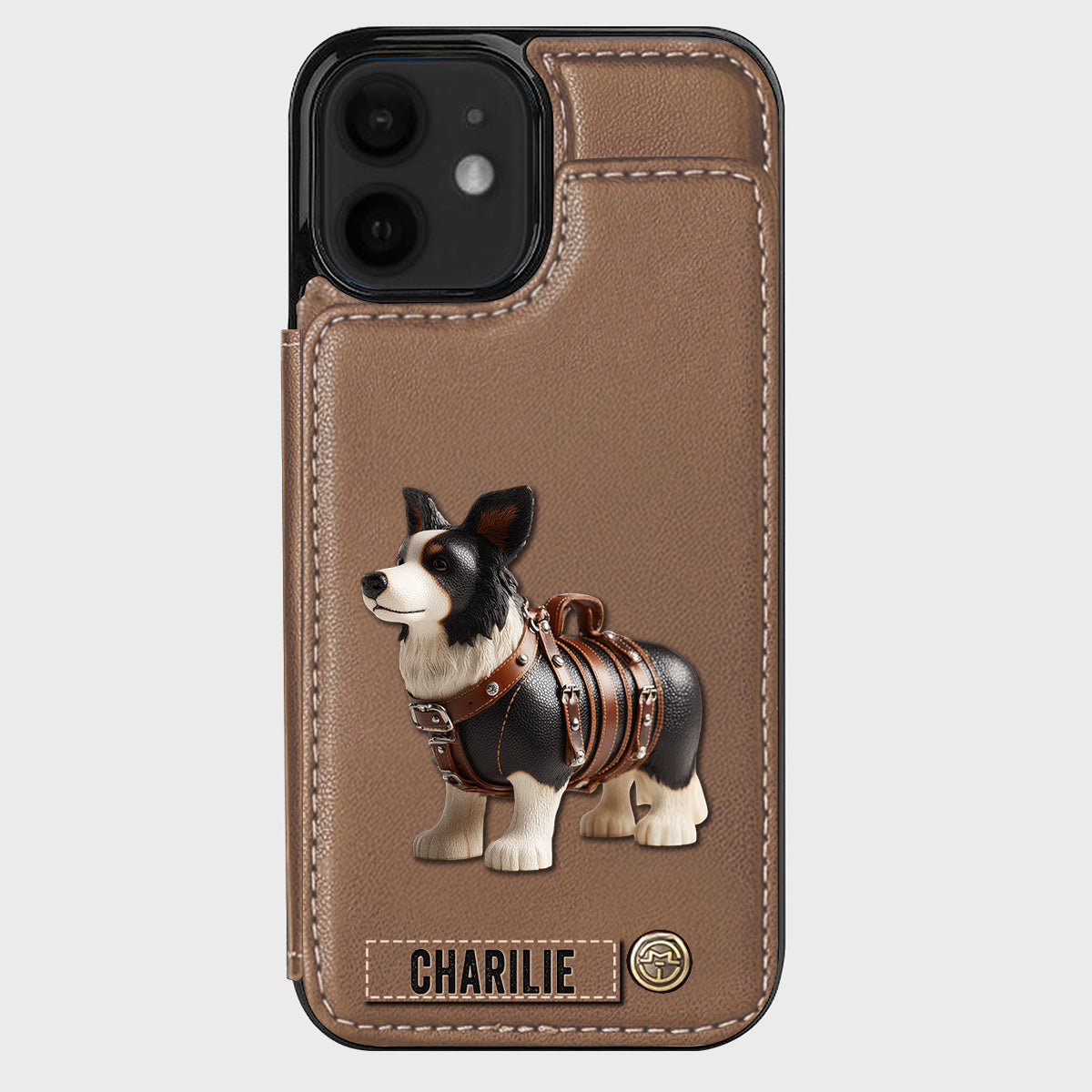 Étui portefeuille personnalisé pour téléphone avec un adorable Border Collie - Étui pour téléphone/portefeuille pour chien