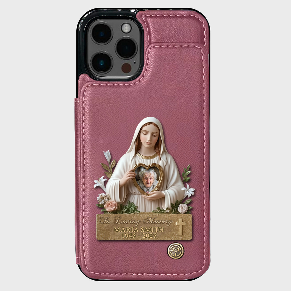 Virgin Mary Memorial - Personalized Memorial Wallet Phone Case