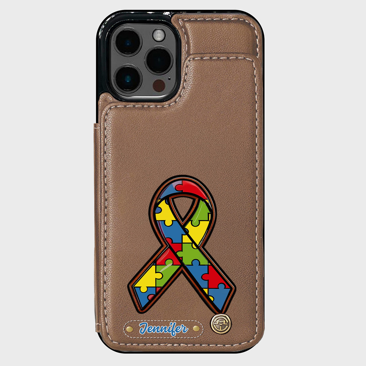 Autismus-Bewusstsein – Personalisierte Handyhülle mit Brieftaschenmotiv zum Thema Autismus