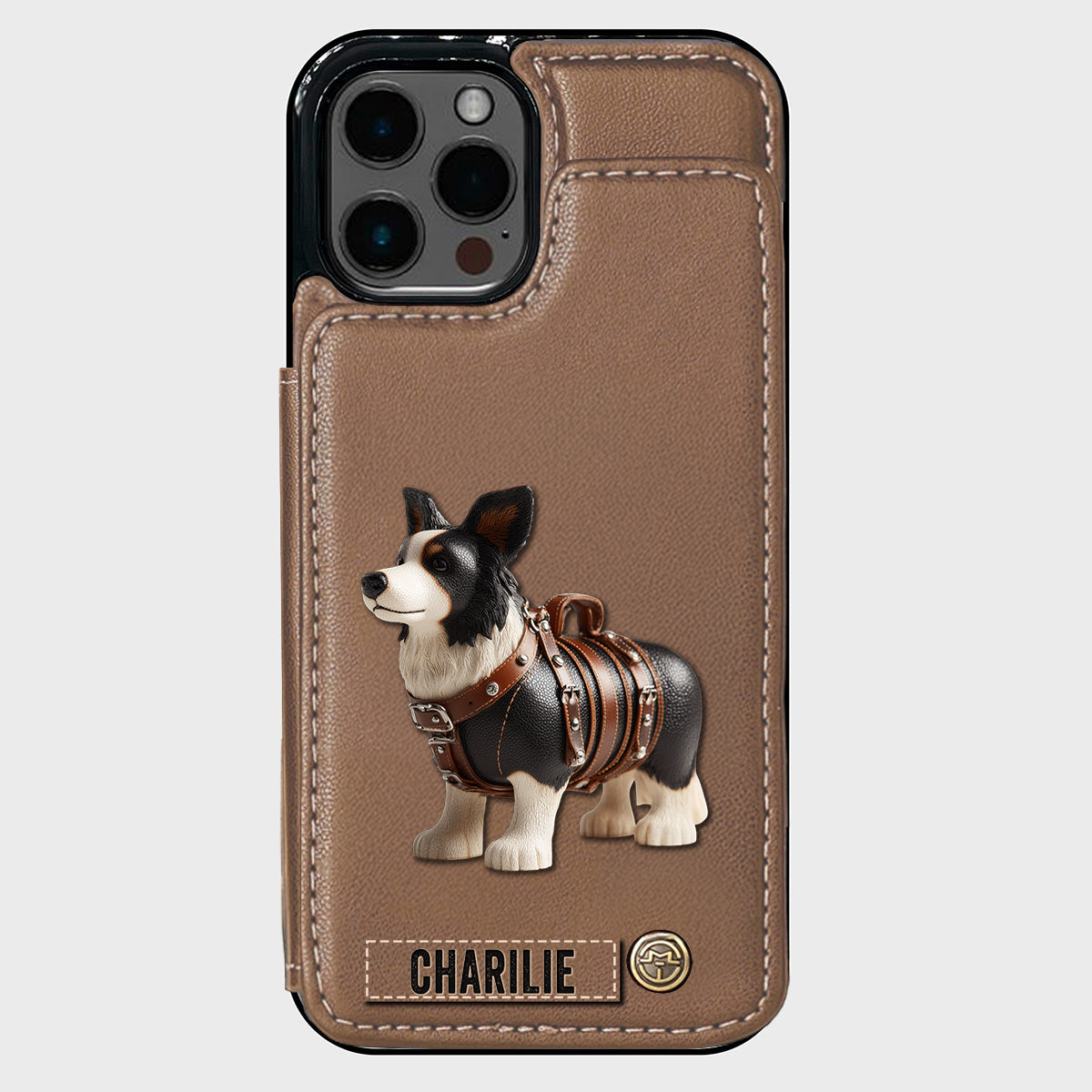 Étui portefeuille personnalisé pour téléphone avec un adorable Border Collie - Étui pour téléphone/portefeuille pour chien