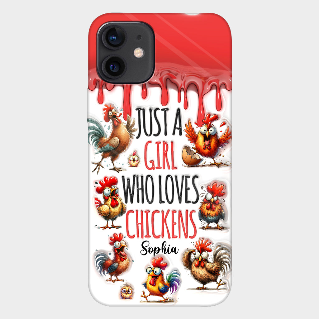 Une fille qui adore le poulet - Coque de téléphone personnalisée avec motif poulet intégral