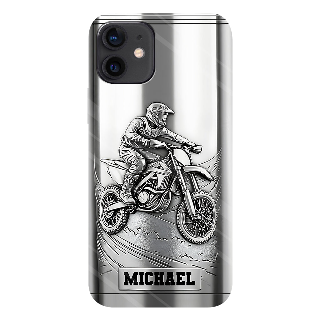Handyhülle mit Metallic-Motiv (Dirtbike/Motocross) – Personalisierte Dirtbike-Handyhülle mit Vollbilddruck