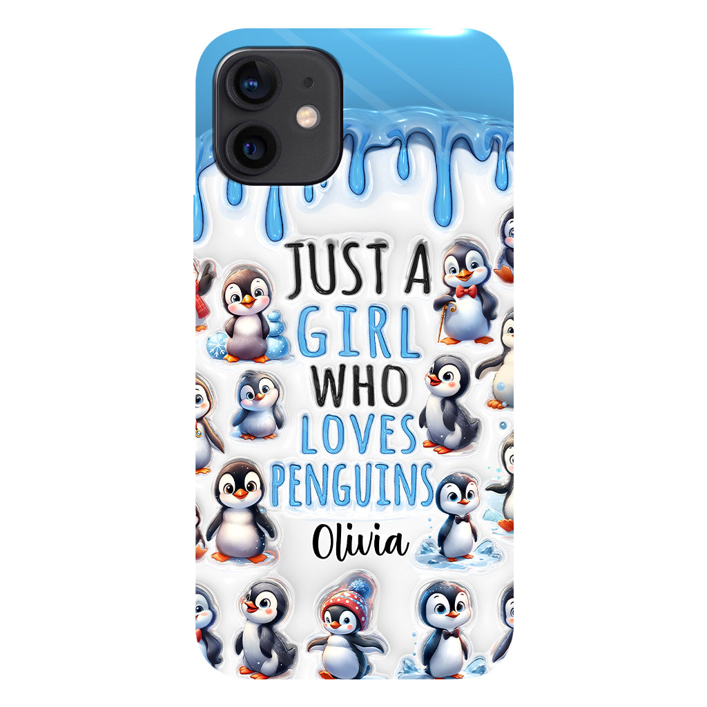 Juste une fille qui aime les pingouins - Coque de téléphone personnalisée avec impression intégrale « Amoureuse des pingouins »