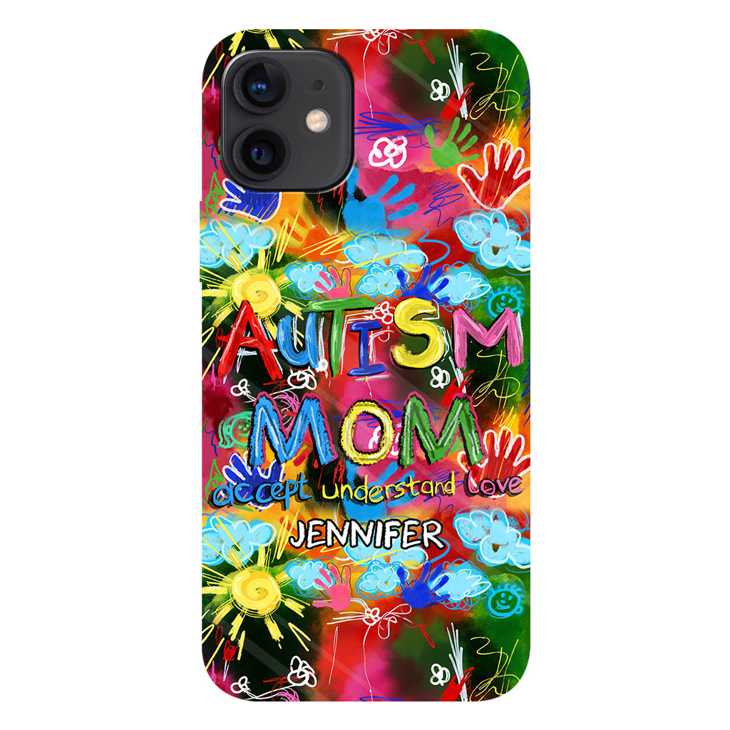 Maman d'un enfant autiste - Coque de téléphone personnalisée avec impression intégrale pour la sensibilisation à l'autisme