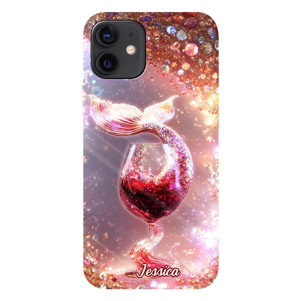 Je bois comme un poisson, je suis une sirène - Coque de téléphone personnalisée avec impression intégrale sur le thème du vin