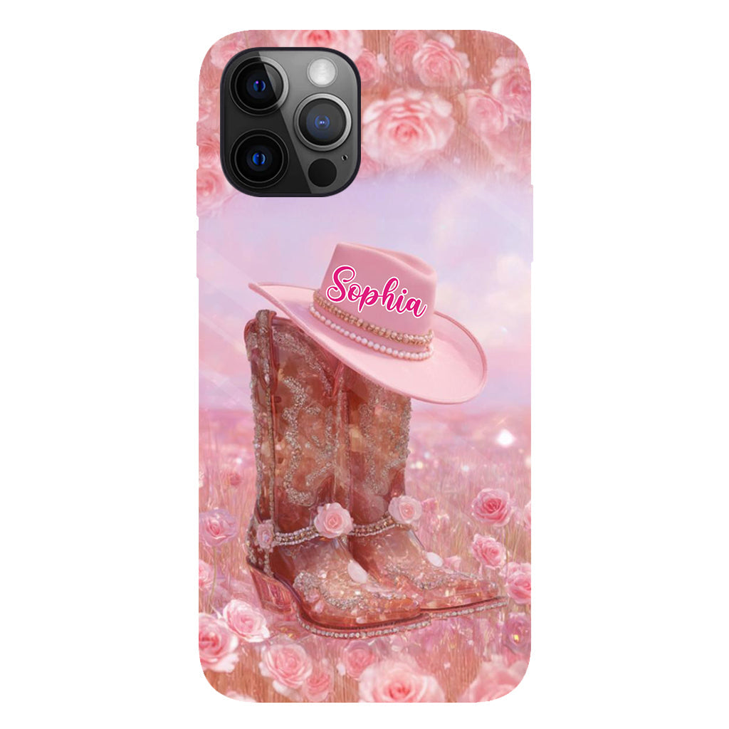 Floral Cowgirl - Personalized Cowgirl Full Print Phone Case & Phone Grip