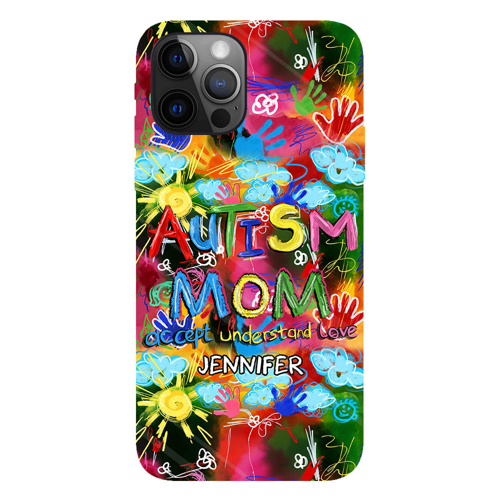 Maman d'un enfant autiste - Coque de téléphone personnalisée avec impression intégrale pour la sensibilisation à l'autisme