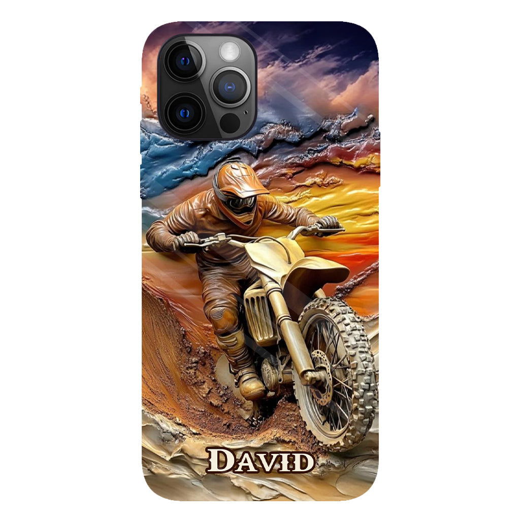 Né pour rouler - Coque de téléphone personnalisée avec impression intégrale de moto cross