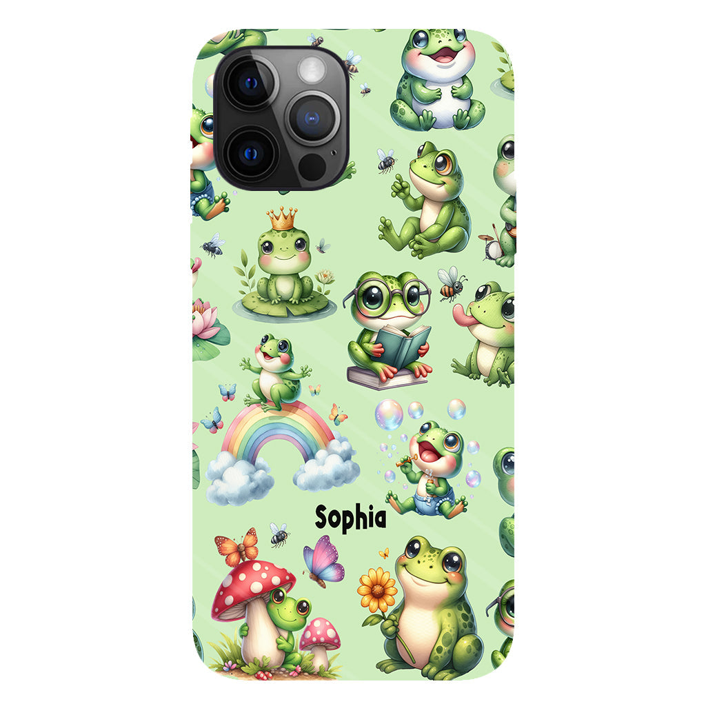 Einfach ein Mädchen, das Frösche liebt – Personalisierte Handyhülle mit Frosch-Vollbilddruck