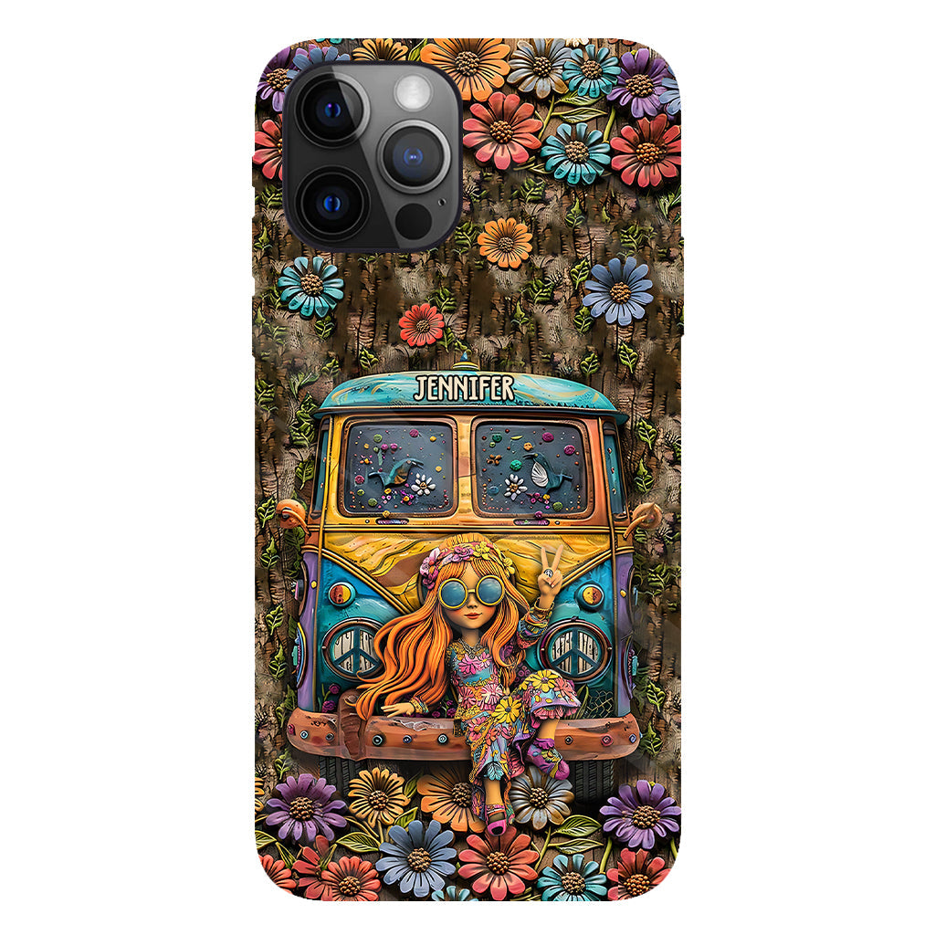 Niedliche Wohnwagen-Handyhülle mit personalisiertem Hippie-Vollbilddruck