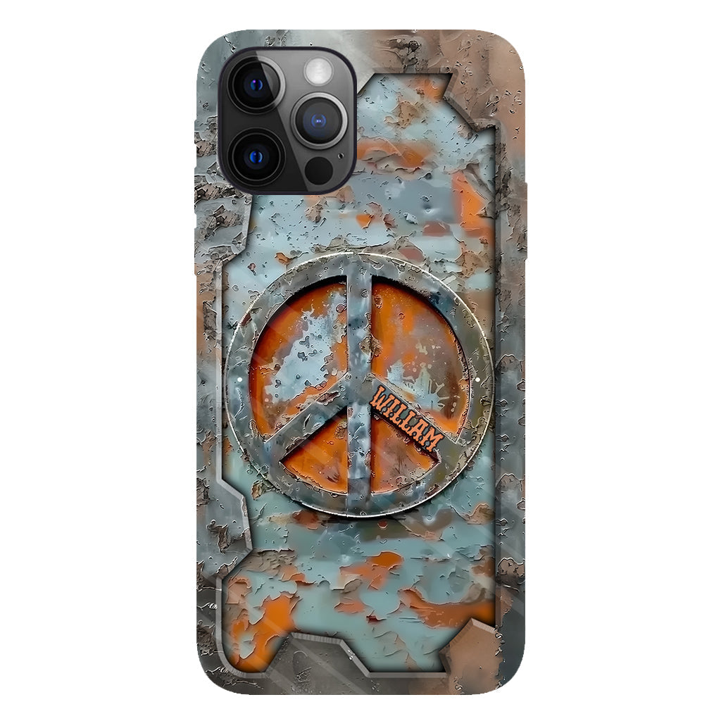 Liebe und Frieden – Personalisierte Handyhülle im Hippie-Stil mit Vollprint