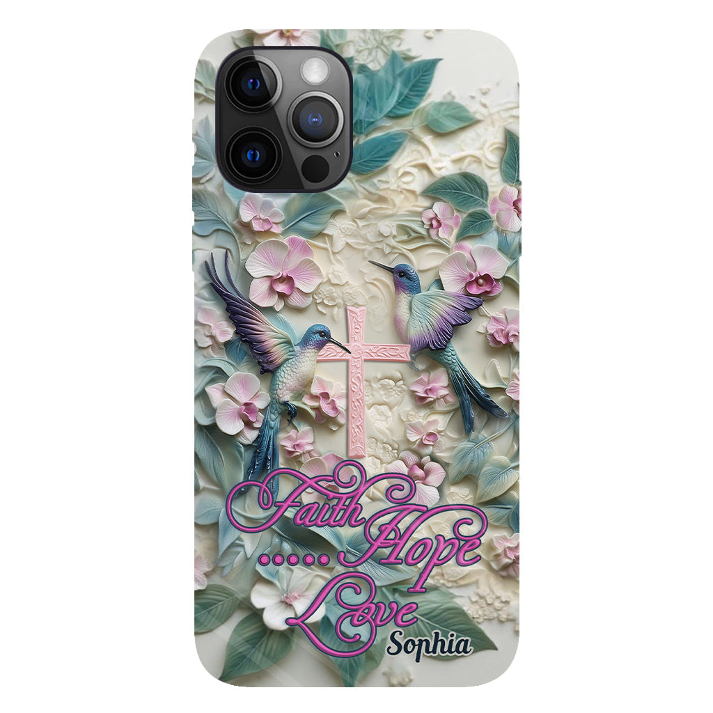 Foi, Espérance, Amour - Coque de téléphone personnalisée avec colibri - Impression intégrale