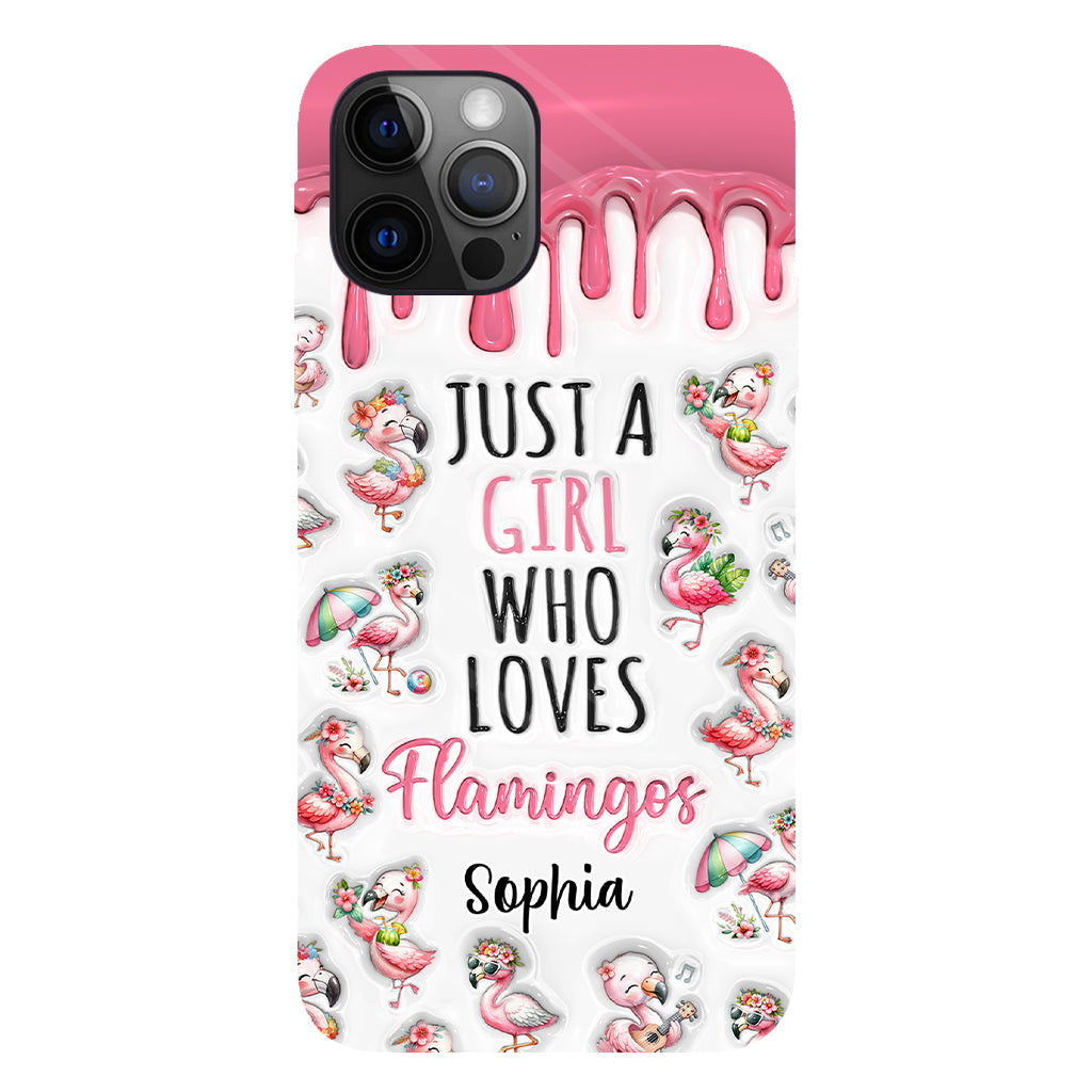 Juste une fille qui aime les flamants roses - Coque de téléphone personnalisée avec imprimé flamant rose