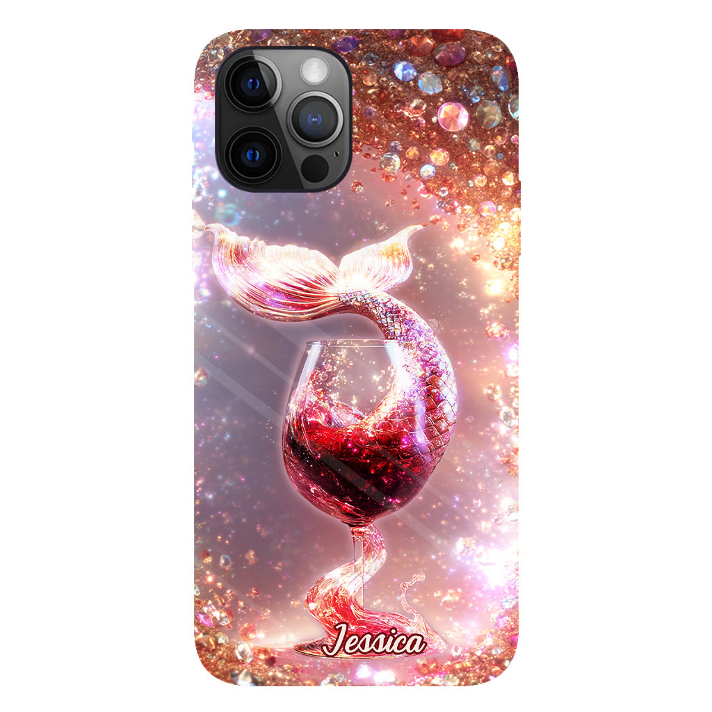 Je bois comme un poisson, je suis une sirène - Coque de téléphone personnalisée avec impression intégrale sur le thème du vin
