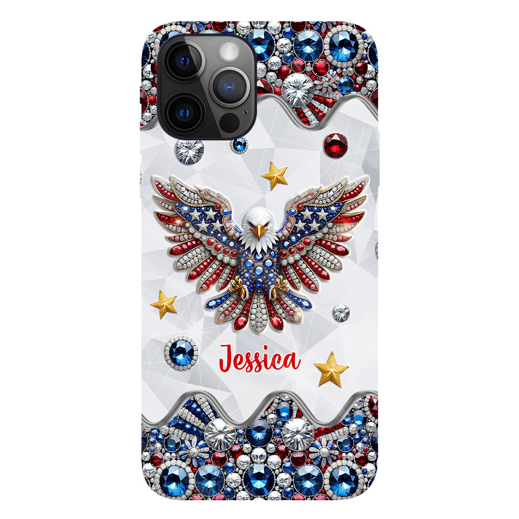Patriotischer Adler – Personalisierte Handyhülle mit Weißkopfseeadler-Vollbild