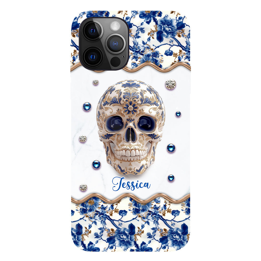 Totenkopf-Toile-de-Jouy – Personalisierte Handyhülle mit Totenkopf-Vollbilddruck